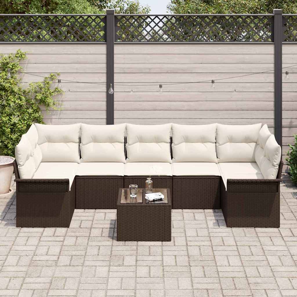 Garten-Sofa-Set mit Kissen 8 pcs Braun, Creme 55 x 55 x 37 cm