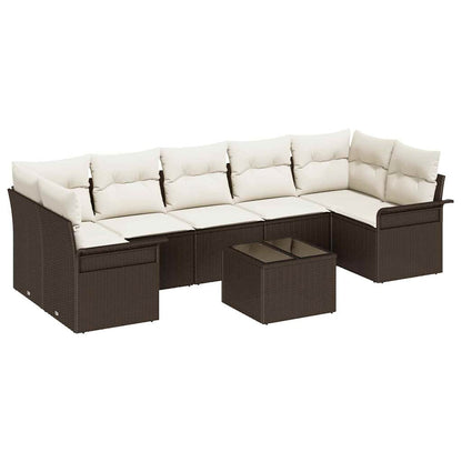 Garten-Sofa-Set mit Kissen 8 pcs Braun, Creme 55 x 55 x 37 cm