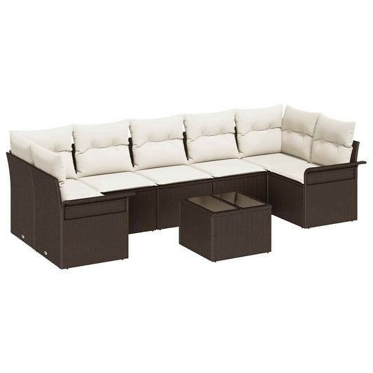 Garten-Sofa-Set mit Kissen 8 pcs Braun, Creme 55 x 55 x 37 cm