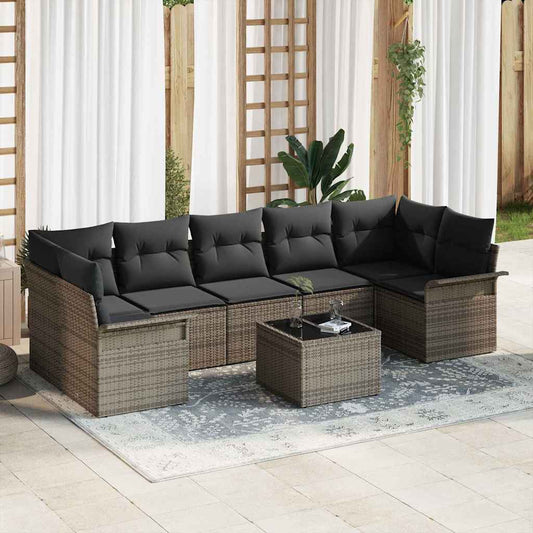 Garten-Sofa-Set mit Kissen 8 pcs Grau 55 x 55 x 37 cm