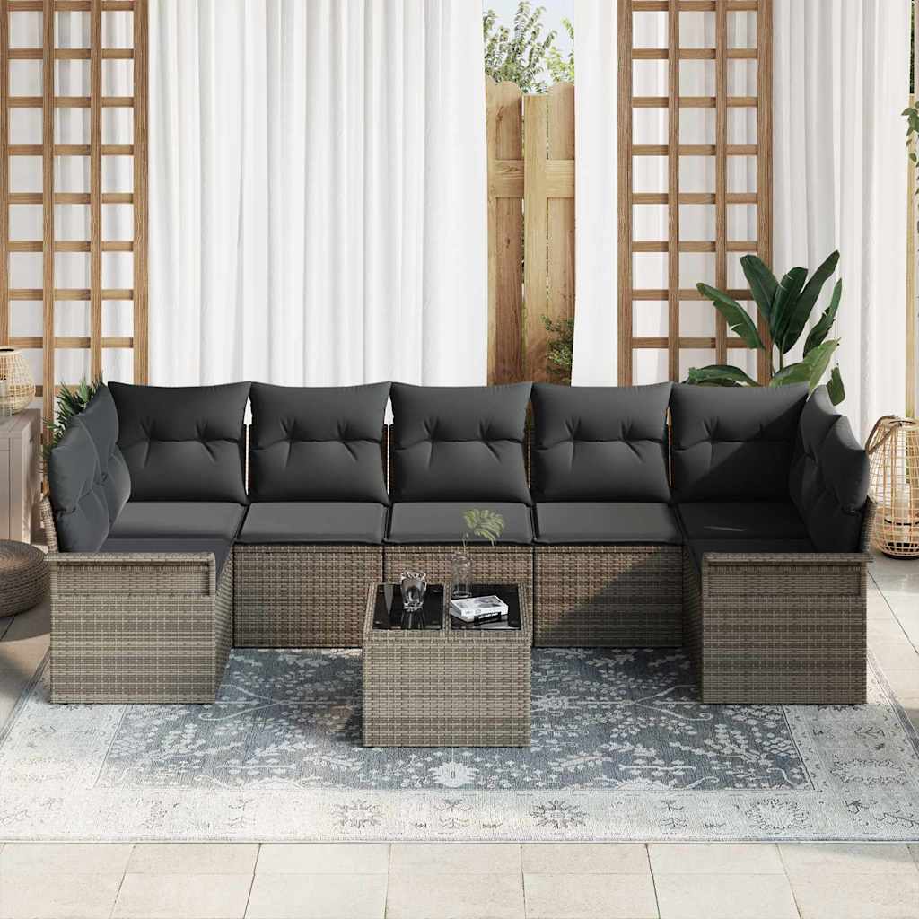Garten-Sofa-Set mit Kissen 8 pcs Grau 55 x 55 x 37 cm