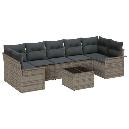 Garten-Sofa-Set mit Kissen 8 pcs Grau 55 x 55 x 37 cm