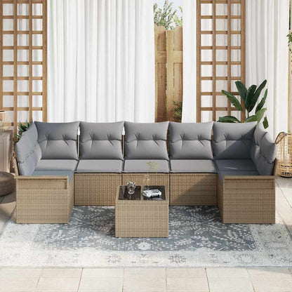 Garten-Sofa-Set mit Kissen 8 pcs Beige, Grau 55 x 55 x 37 cm