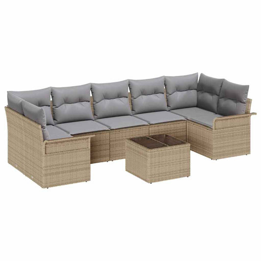 Garten-Sofa-Set mit Kissen 8 pcs Beige, Grau 55 x 55 x 37 cm
