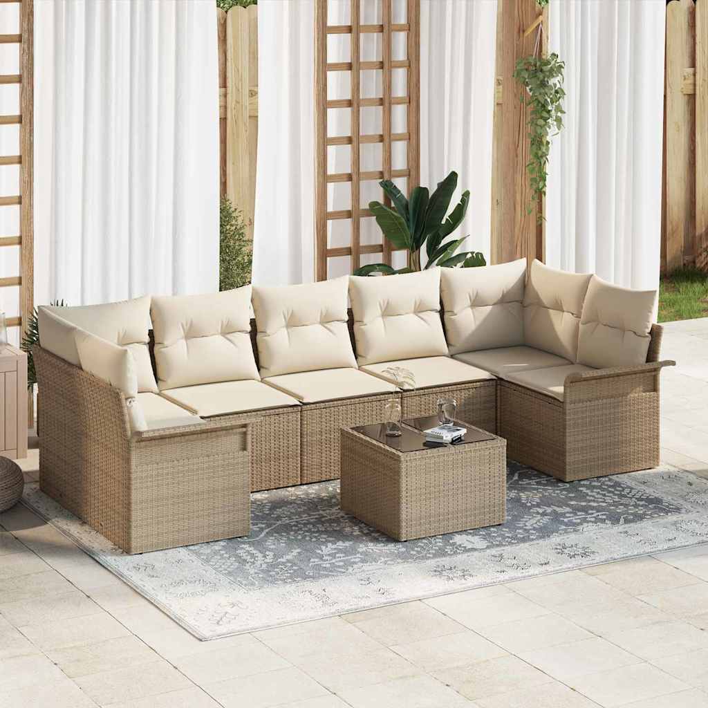 Garten-Sofa-Set mit Kissen 8 pcs Beige, Creme 55 x 55 x 37 cm