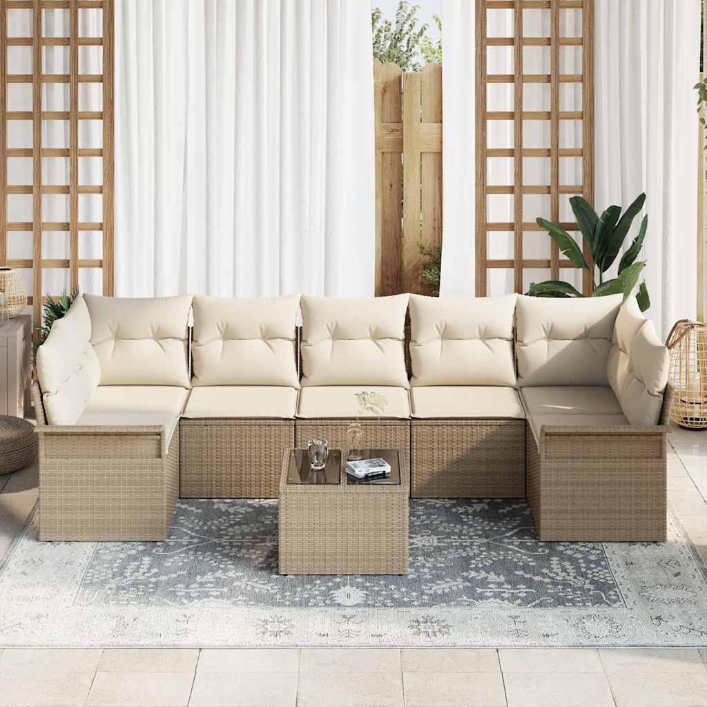 Garten-Sofa-Set mit Kissen 8 pcs Beige, Creme 55 x 55 x 37 cm
