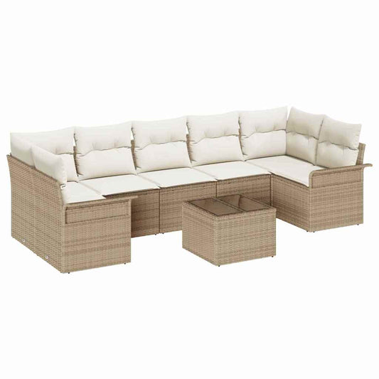 Garten-Sofa-Set mit Kissen 8 pcs Beige, Creme 55 x 55 x 37 cm