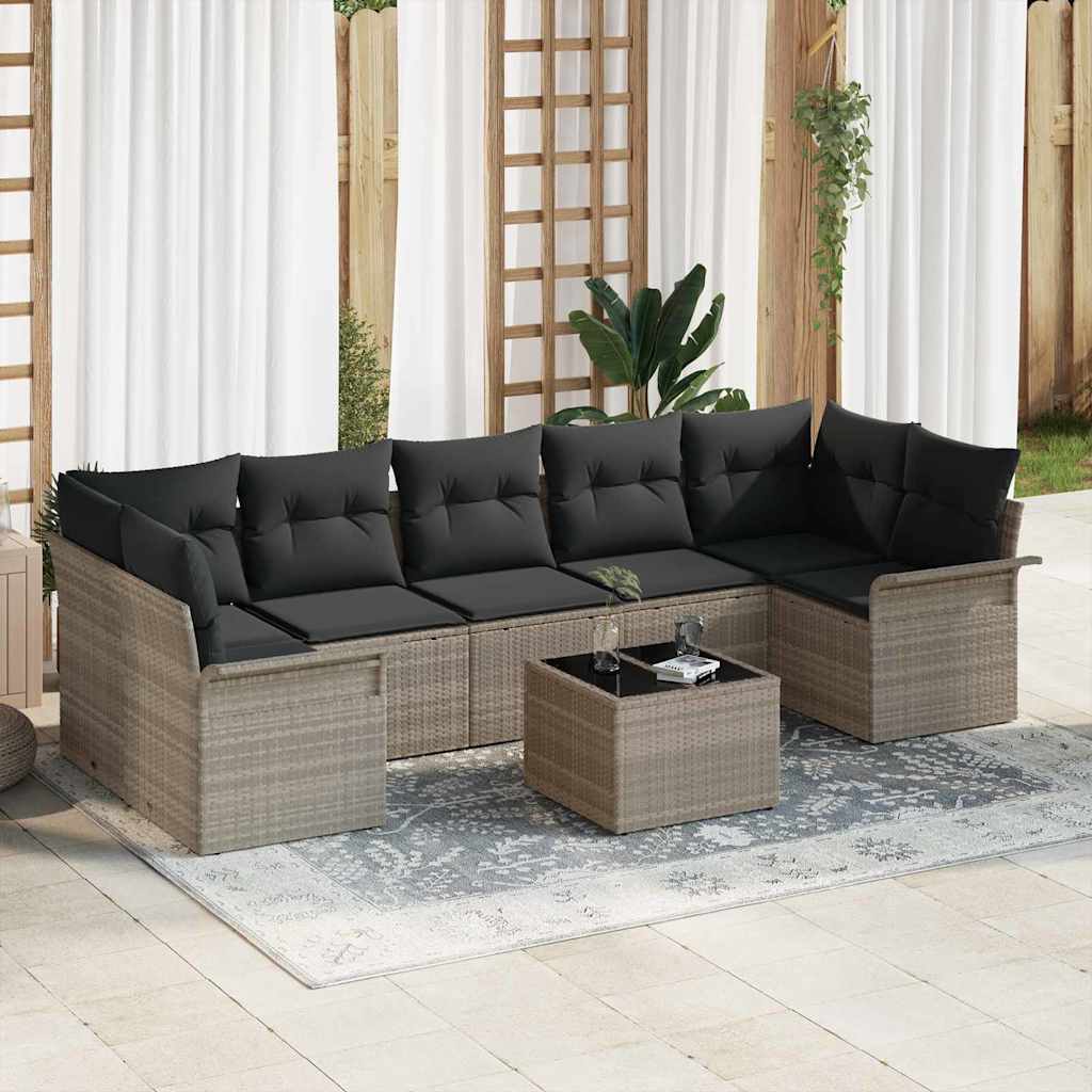 Garten-Sofa-Set mit Kissen 8 pcs Hellgrau 55 x 55 x 37 cm