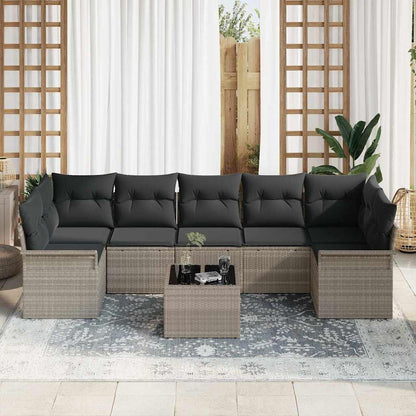 Garten-Sofa-Set mit Kissen 8 pcs Hellgrau 55 x 55 x 37 cm