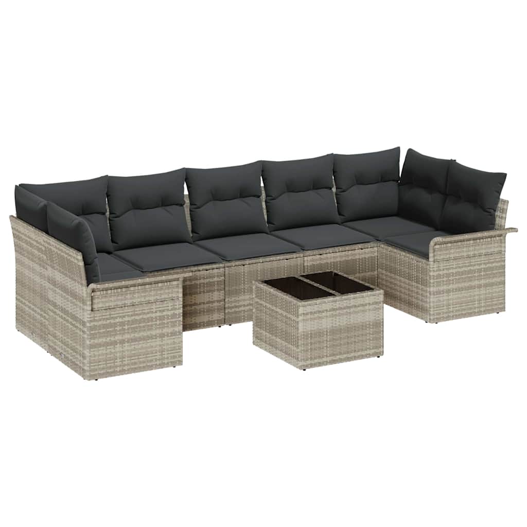 Garten-Sofa-Set mit Kissen 8 pcs Hellgrau 55 x 55 x 37 cm