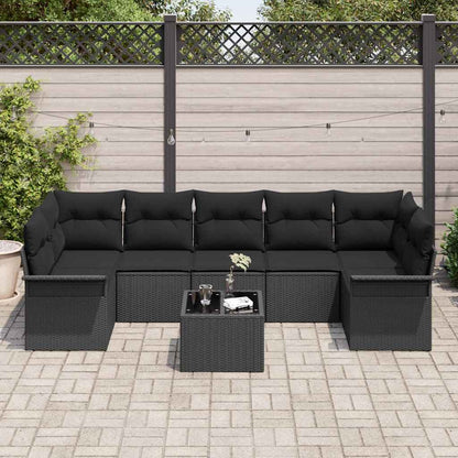 Garten-Sofa-Set mit Kissen 8 pcs Schwarz 55 x 55 x 37 cm