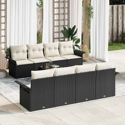 Garten-Sofa-Set mit Kissen 9 pcs Schwarz, Creme 55 x 55 x 37 cm