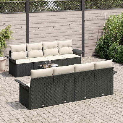 Garten-Sofa-Set mit Kissen 9 pcs Schwarz, Creme 55 x 55 x 37 cm