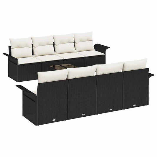 Garten-Sofa-Set mit Kissen 9 pcs Schwarz, Creme 55 x 55 x 37 cm