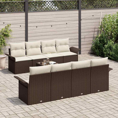 Garten-Sofa-Set mit Kissen 9 pcs Braun, Creme 55 x 55 x 37 cm