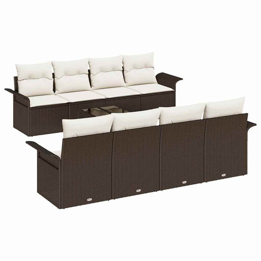 Garten-Sofa-Set mit Kissen 9 pcs Braun, Creme 55 x 55 x 37 cm