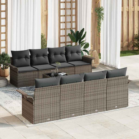 Garten-Sofa-Set mit Kissen 9 pcs Grau 55 x 55 x 37 cm