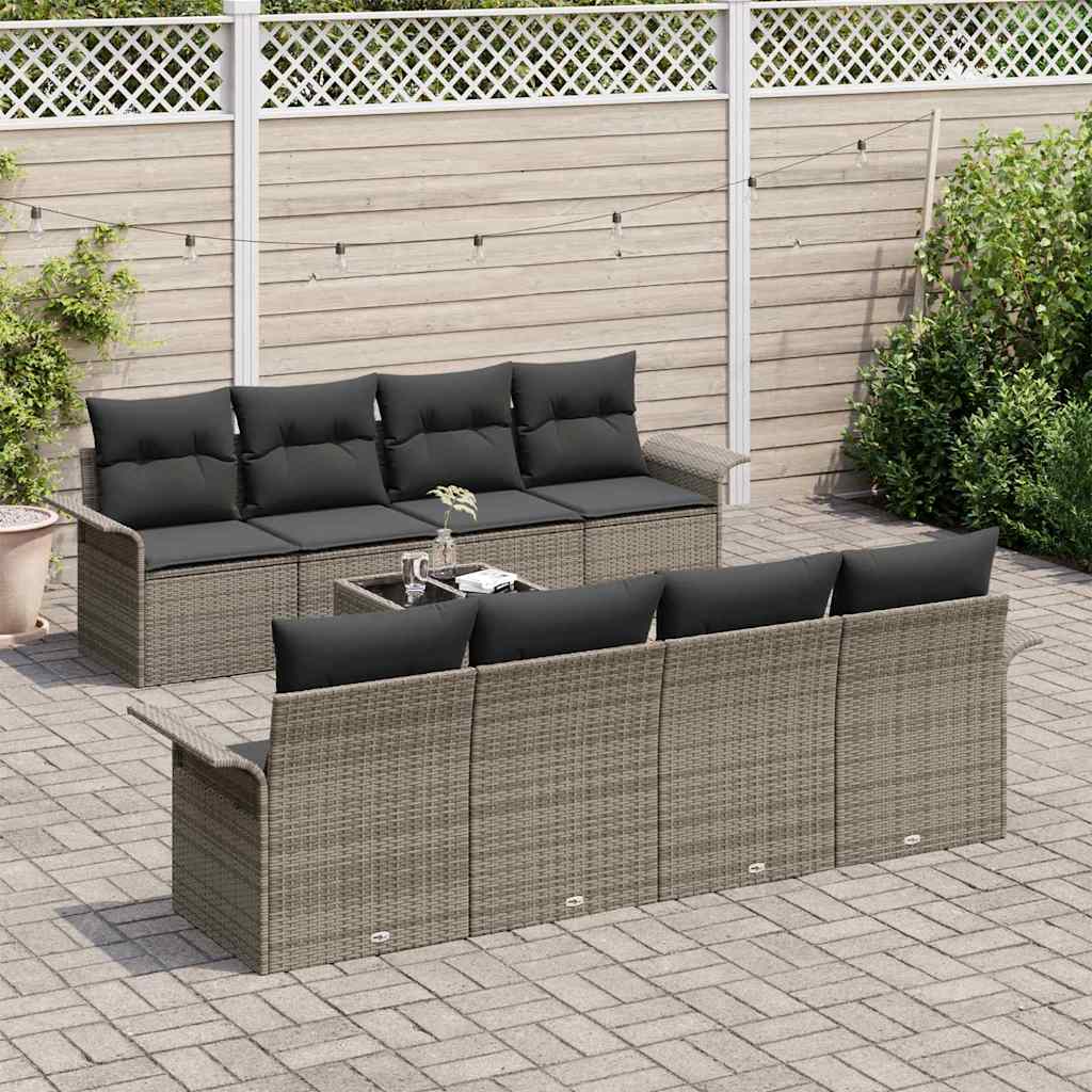 Garten-Sofa-Set mit Kissen 9 pcs Grau 55 x 55 x 37 cm