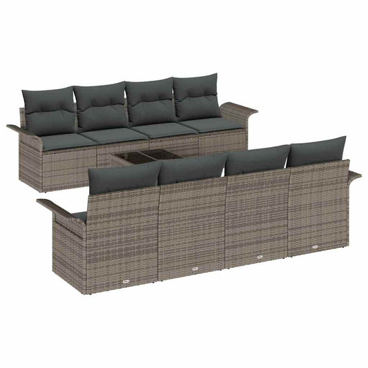 Garten-Sofa-Set mit Kissen 9 pcs Grau 55 x 55 x 37 cm