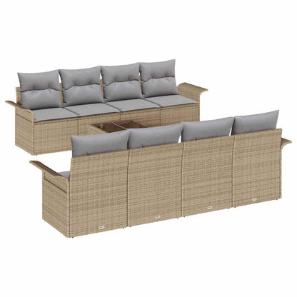 Garten-Sofa-Set mit Kissen 9 pcs Beige, Grau 55 x 55 x 37 cm