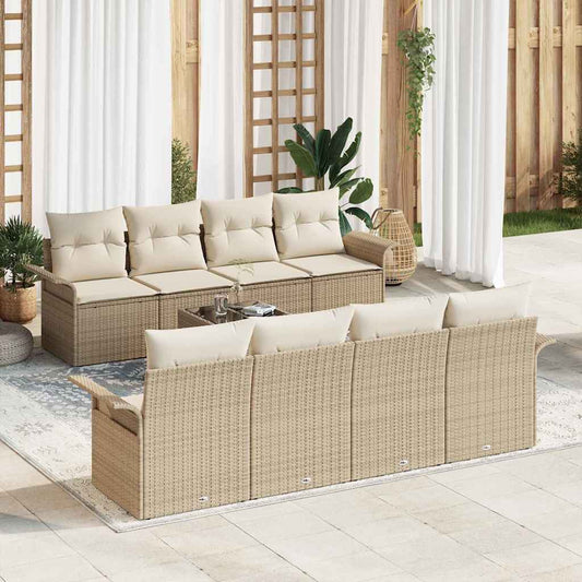 Garten-Sofa-Set mit Kissen 9 pcs Beige, Creme 55 x 55 x 37 cm