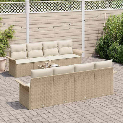 Garten-Sofa-Set mit Kissen 9 pcs Beige, Creme 55 x 55 x 37 cm