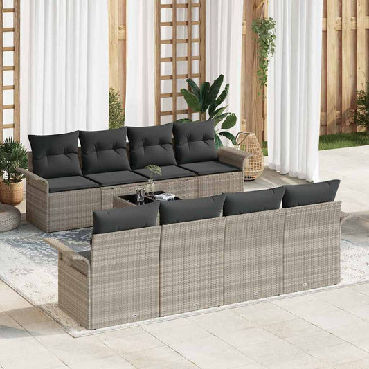 Garten-Sofa-Set mit Kissen 9 pcs Hellgrau 55 x 55 x 37 cm
