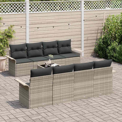 Garten-Sofa-Set mit Kissen 9 pcs Hellgrau 55 x 55 x 37 cm
