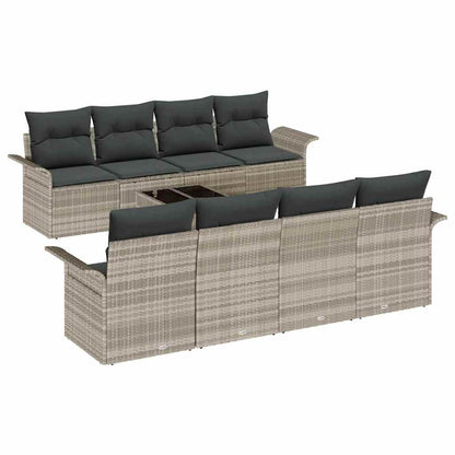 Garten-Sofa-Set mit Kissen 9 pcs Hellgrau 55 x 55 x 37 cm