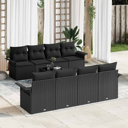 Garten-Sofa-Set mit Kissen 9 pcs Schwarz 55 x 55 x 37 cm