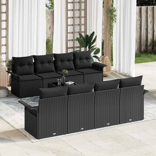 Garten-Sofa-Set mit Kissen 9 pcs Schwarz 55 x 55 x 37 cm