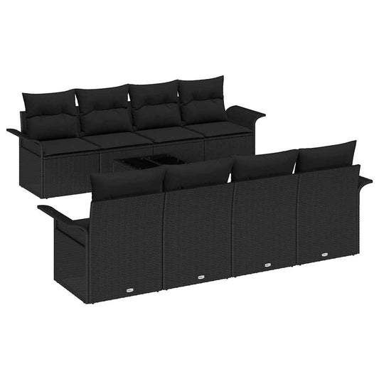 Garten-Sofa-Set mit Kissen 9 pcs Schwarz 55 x 55 x 37 cm