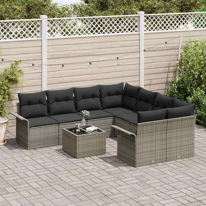 Garten-Sofa-Set mit Kissen 9 pcs Grau 55 x 55 x 37 cm