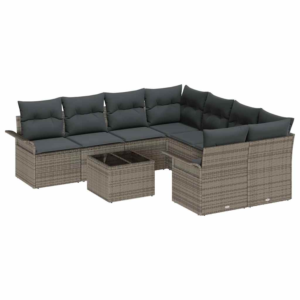 Garten-Sofa-Set mit Kissen 9 pcs Grau 55 x 55 x 37 cm