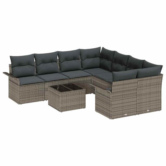 Garten-Sofa-Set mit Kissen 9 pcs Grau 55 x 55 x 37 cm