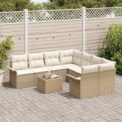 Garten-Sofa-Set mit Kissen 9 pcs Beige, Creme 55 x 55 x 37 cm