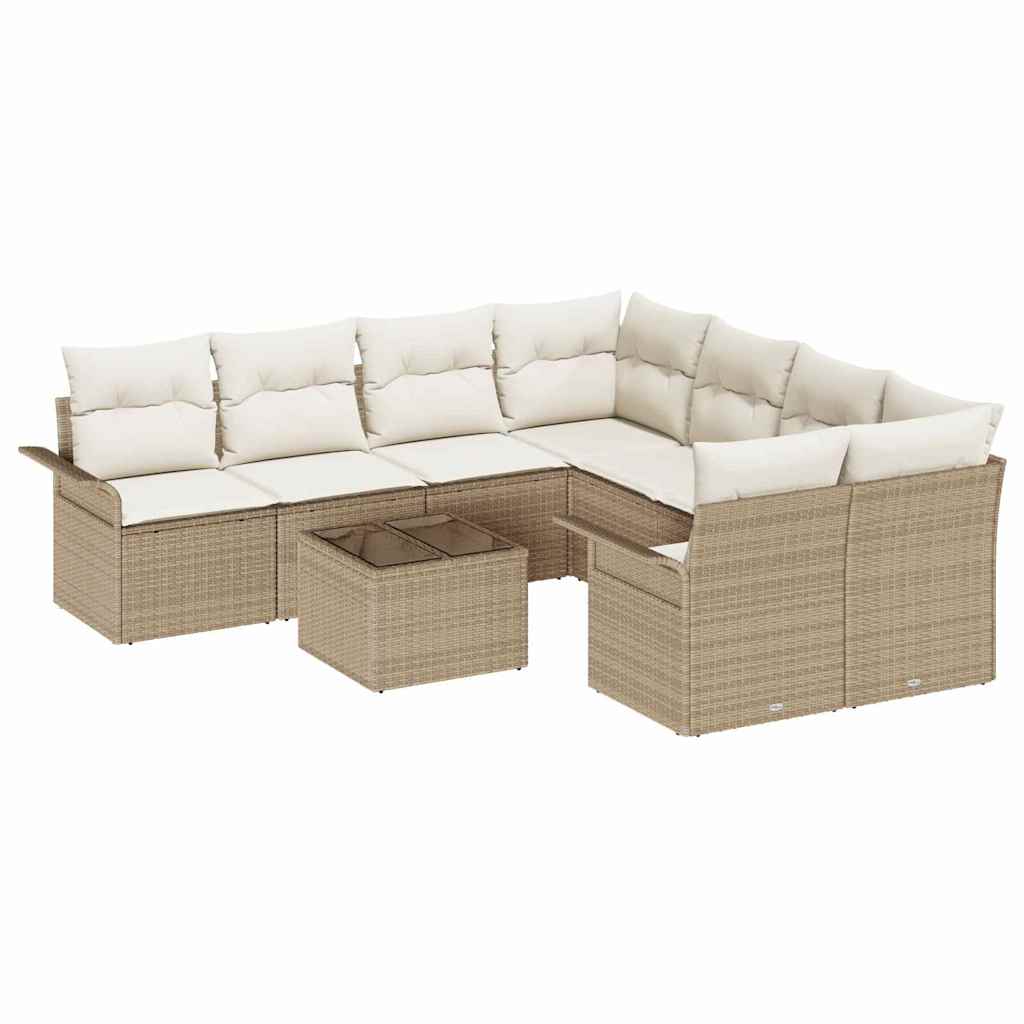 Garten-Sofa-Set mit Kissen 9 pcs Beige, Creme 55 x 55 x 37 cm