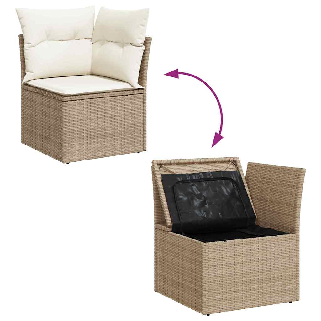 Garten-Sofa-Set mit Kissen 9 pcs Beige, Creme 55 x 55 x 37 cm