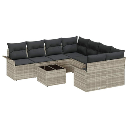 Garten-Sofa-Set 9 pcs Hellgrau, Dunkelgrau 55 x 55 x 37 cm