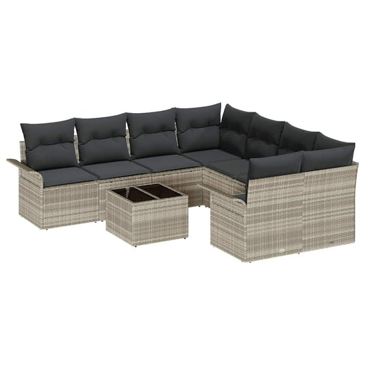 Garten-Sofa-Set 9 pcs Hellgrau, Dunkelgrau 55 x 55 x 37 cm