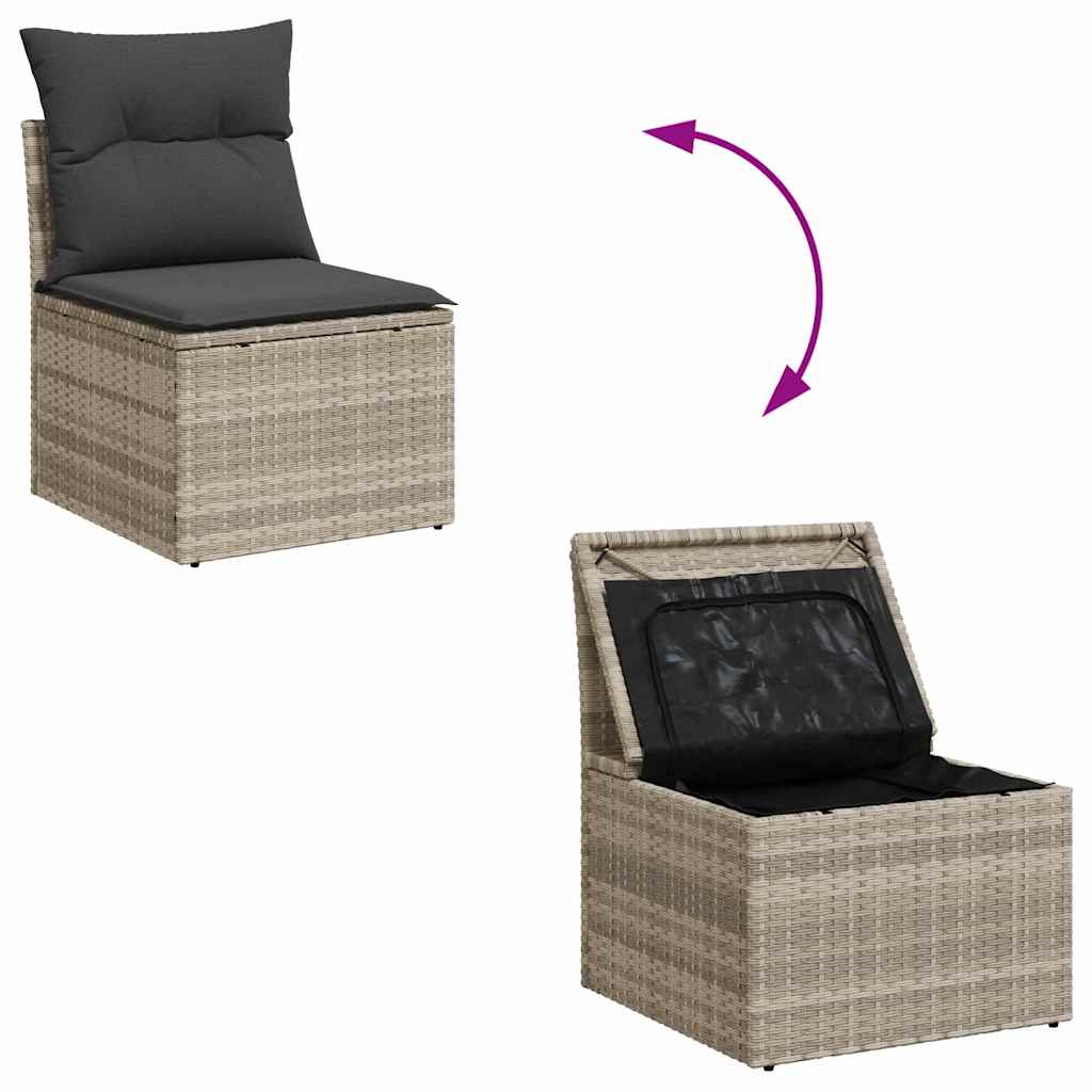 Garten-Sofa-Set 9 pcs Hellgrau, Dunkelgrau 55 x 55 x 37 cm