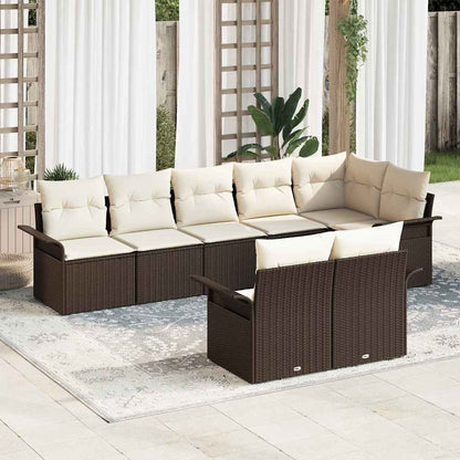 Garten-Sofa-Set mit Kissen mit Speicher 8 pcs Braun Poly Rattan