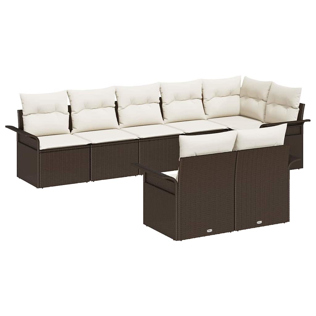 Garten-Sofa-Set mit Kissen mit Speicher 8 pcs Braun Poly Rattan
