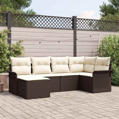 Garten-Sofa-Set mit Kissen mit Speicher 6 pcs Braun Poly Rattan