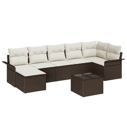 Garten-Sofa-Set mit Kissen mit Speicher 8 pcs Braun Poly Rattan