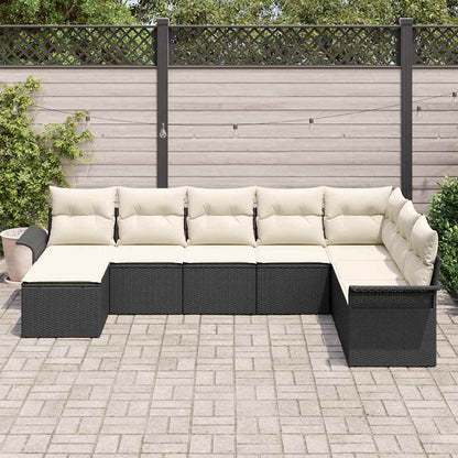 Garten-Sofa-Set mit Kissen 8 pcs Schwarz Poly Rattan