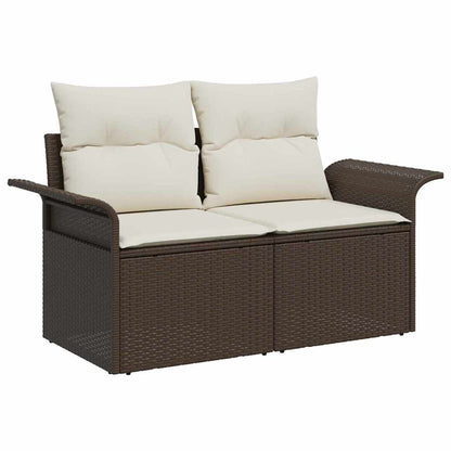 Garten-Sofa-Set mit Kissen mit Speicher 9 pcs Grau Poly Rattan