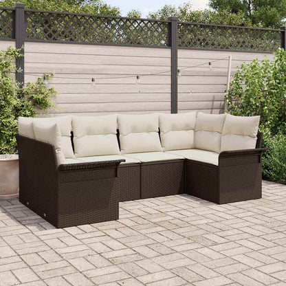 Garten-Sofa-Set mit Kissen mit Speicher 6 pcs Braun Poly Rattan