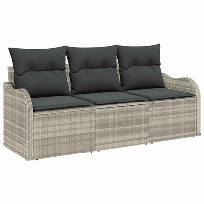 Garten-Sofa-Set mit Kissen 3 pcs Hellgrau Poly Rattan