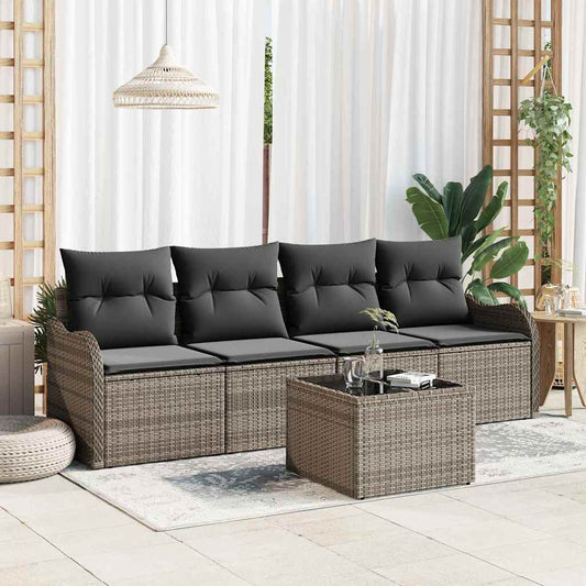 Garten-Sofa-Set mit Kissen Manuell 5 pcs Grau 55 x 55 x 37 cm